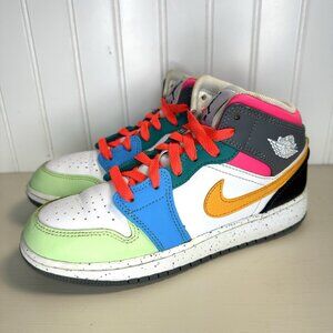 Nike Air Jordan 4.5Y  1 Mid SE (GS) Multi Color White Leather (FN1190-100)